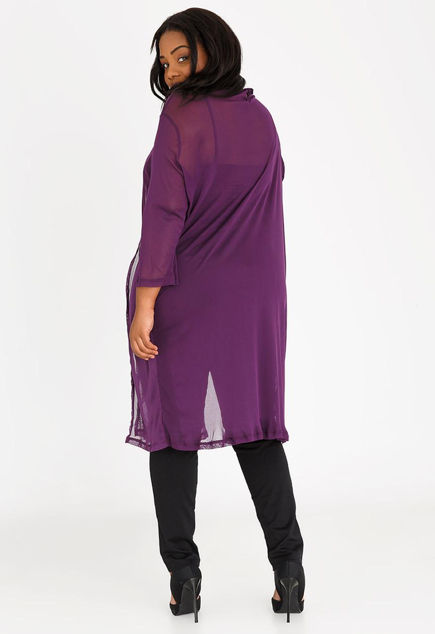 Curvaceous Me - Mesh Top with Front Slits Dark Purple