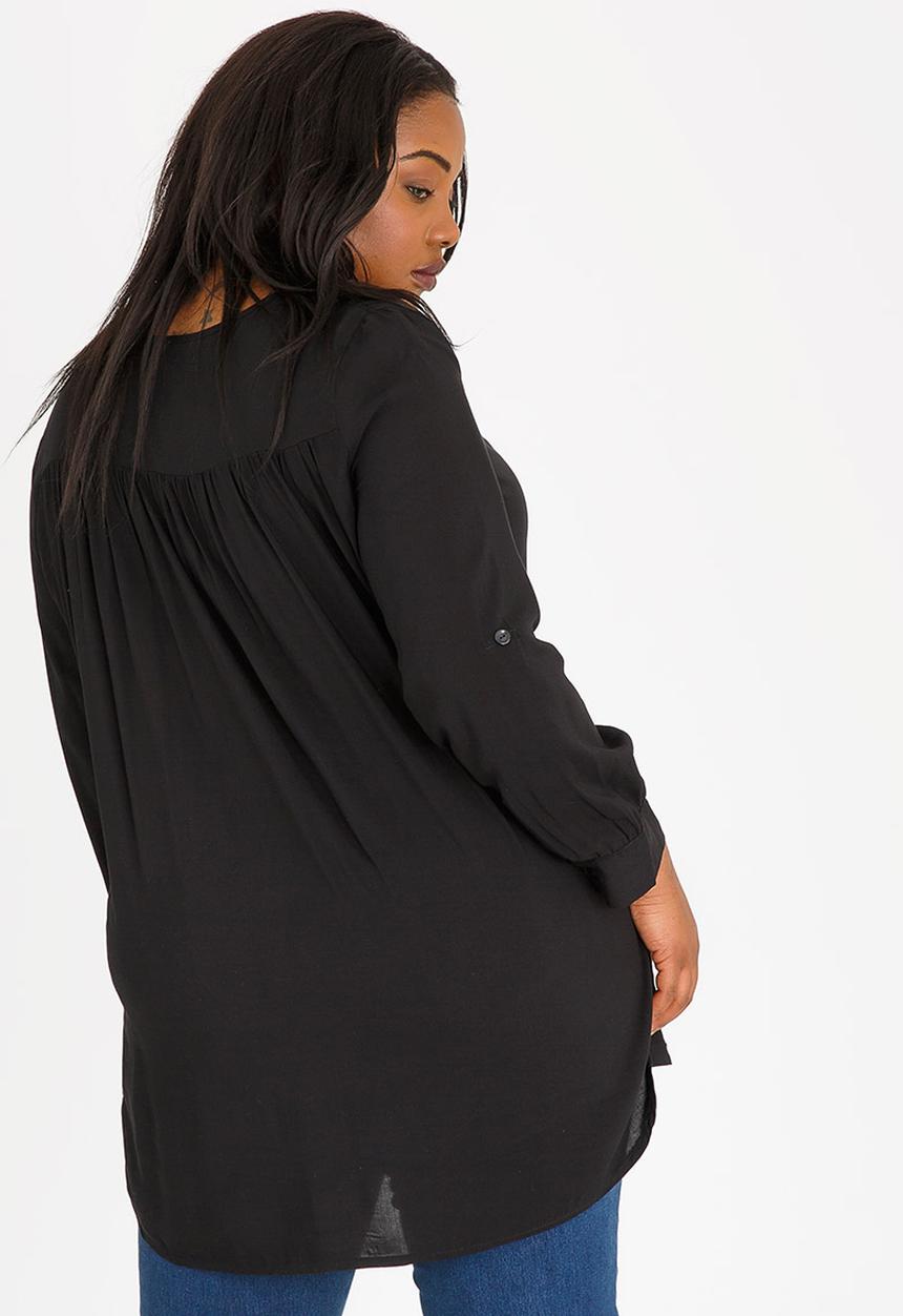 edit Plus - Gypsey Roll-up Sleeve Shirt Black