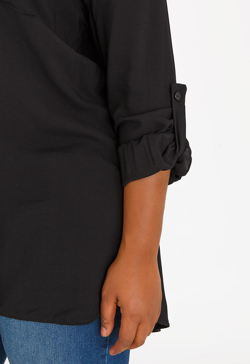 edit Plus - Gypsey Roll-up Sleeve Shirt Black