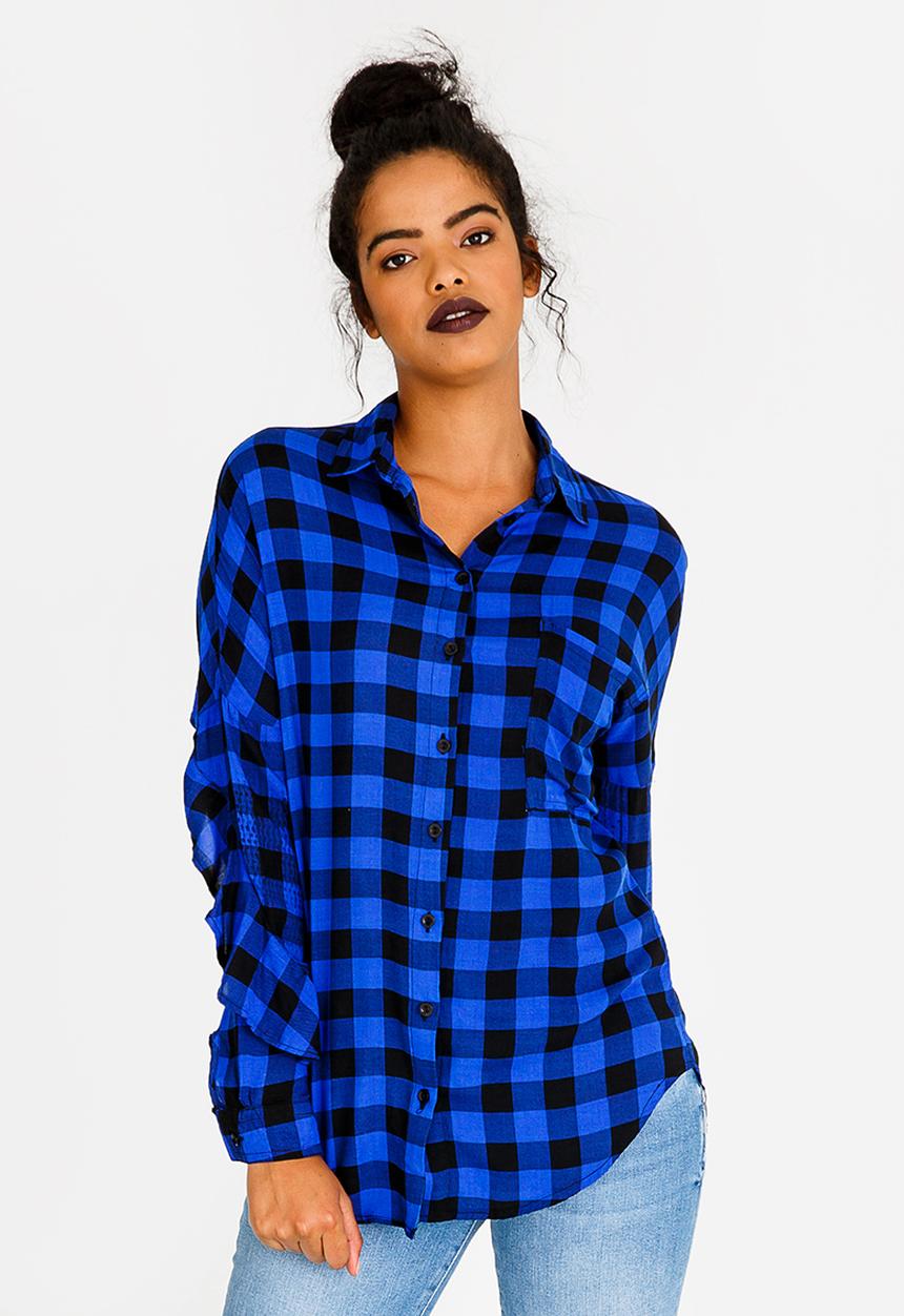 c(inch) - Frill Detail Shirt Mid Blue