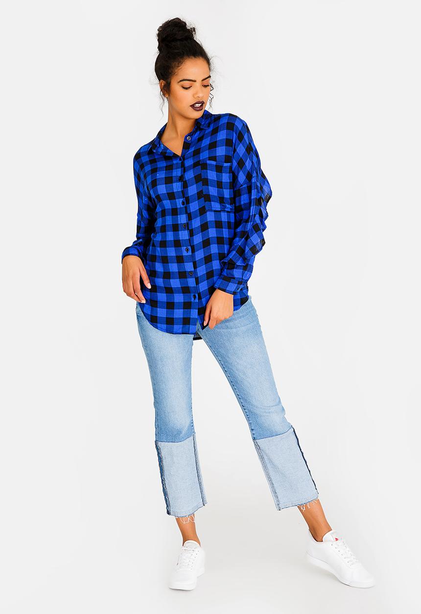 c(inch) - Frill Detail Shirt Mid Blue