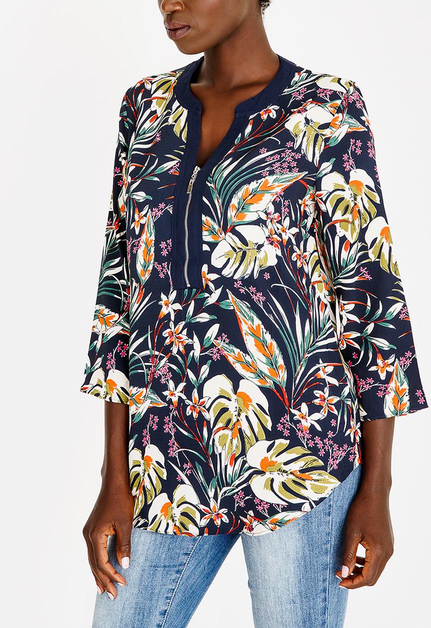 Revenge - Leaf Print Top Multi-colour
