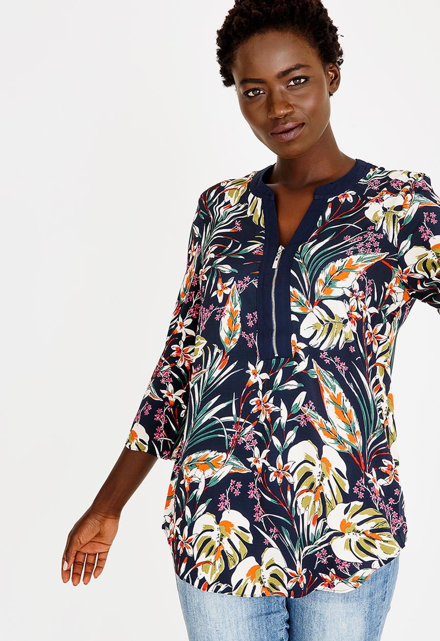 Revenge - Leaf Print Top Multi-colour