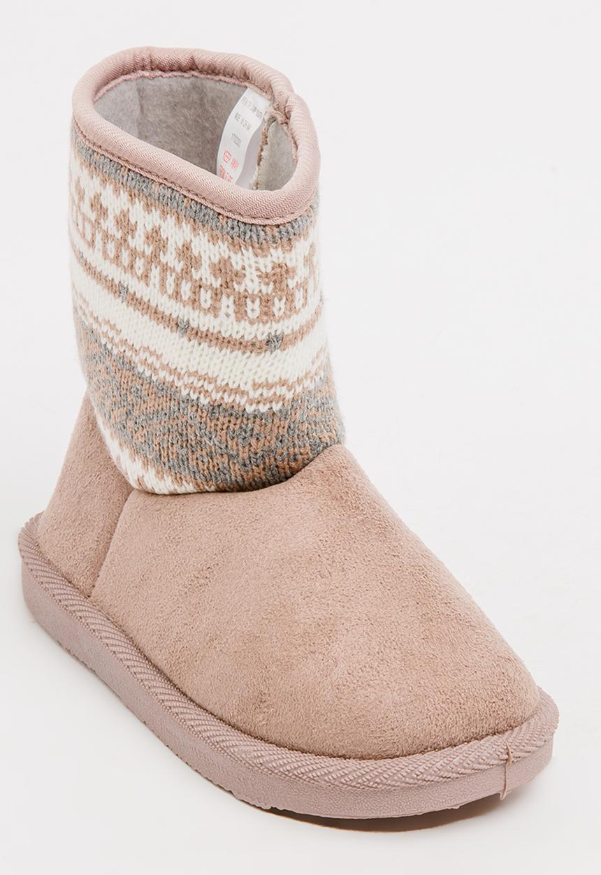 Foot Focus - Aztec Detailed Boots Stone