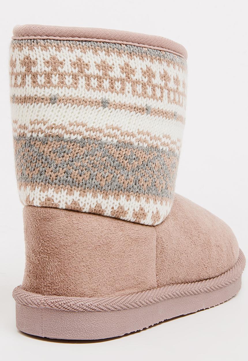 Foot Focus - Aztec Detailed Boots Stone