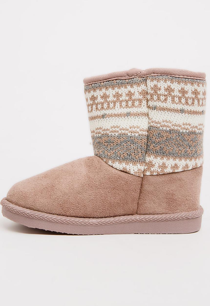 Foot Focus - Aztec Detailed Boots Stone
