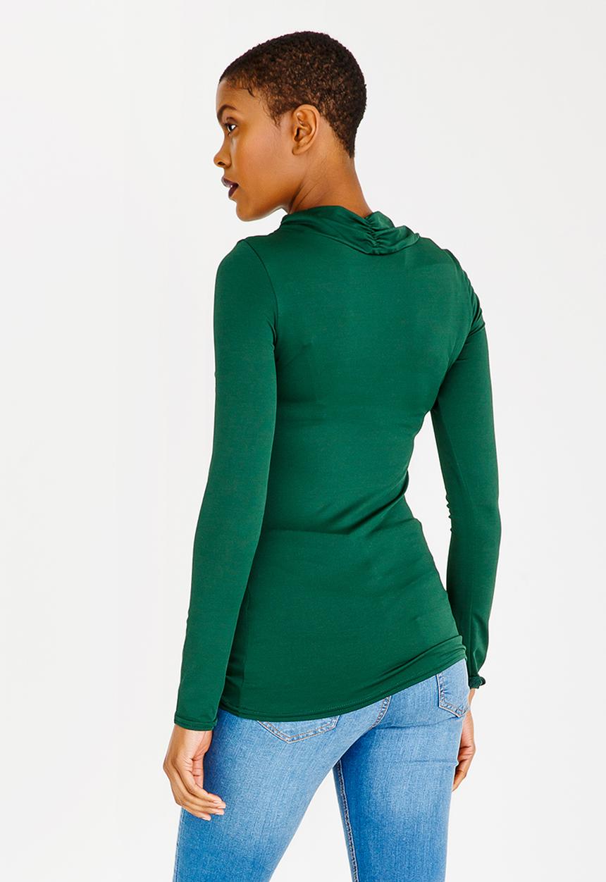 edit - Cut out detail drape top - green