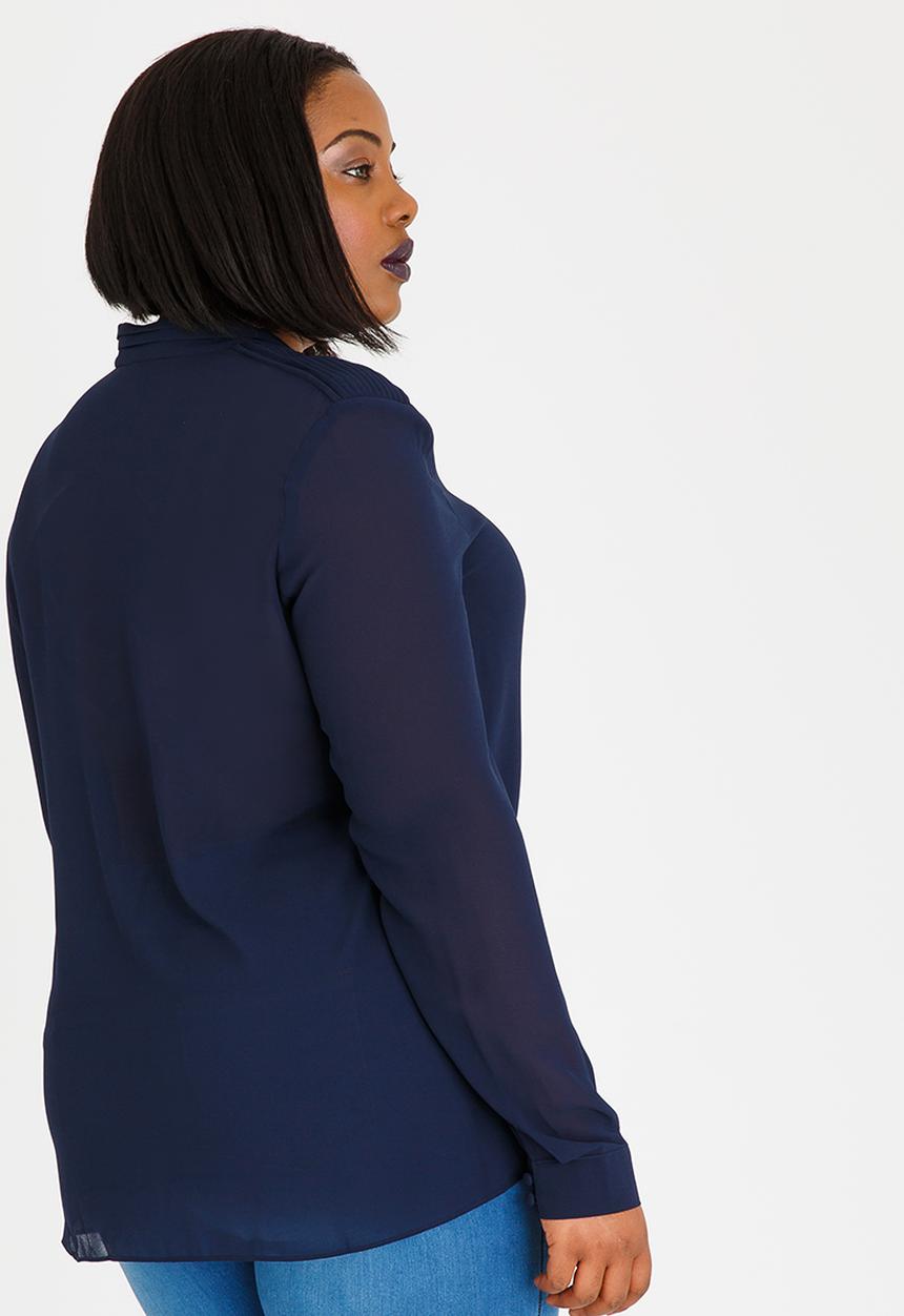 POLO - Lilly Pintuck Blouse Navy