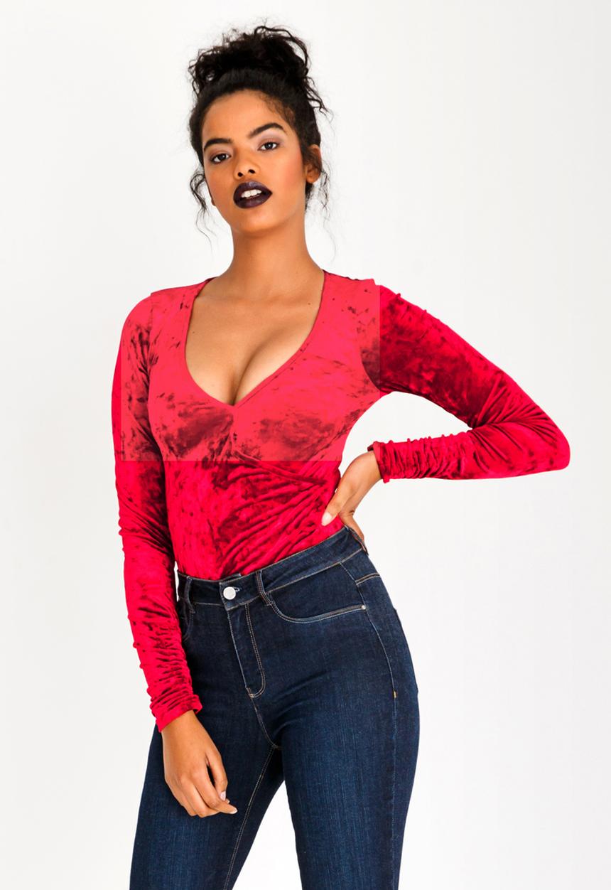 Sassoon - Wrap Bodysuit Red