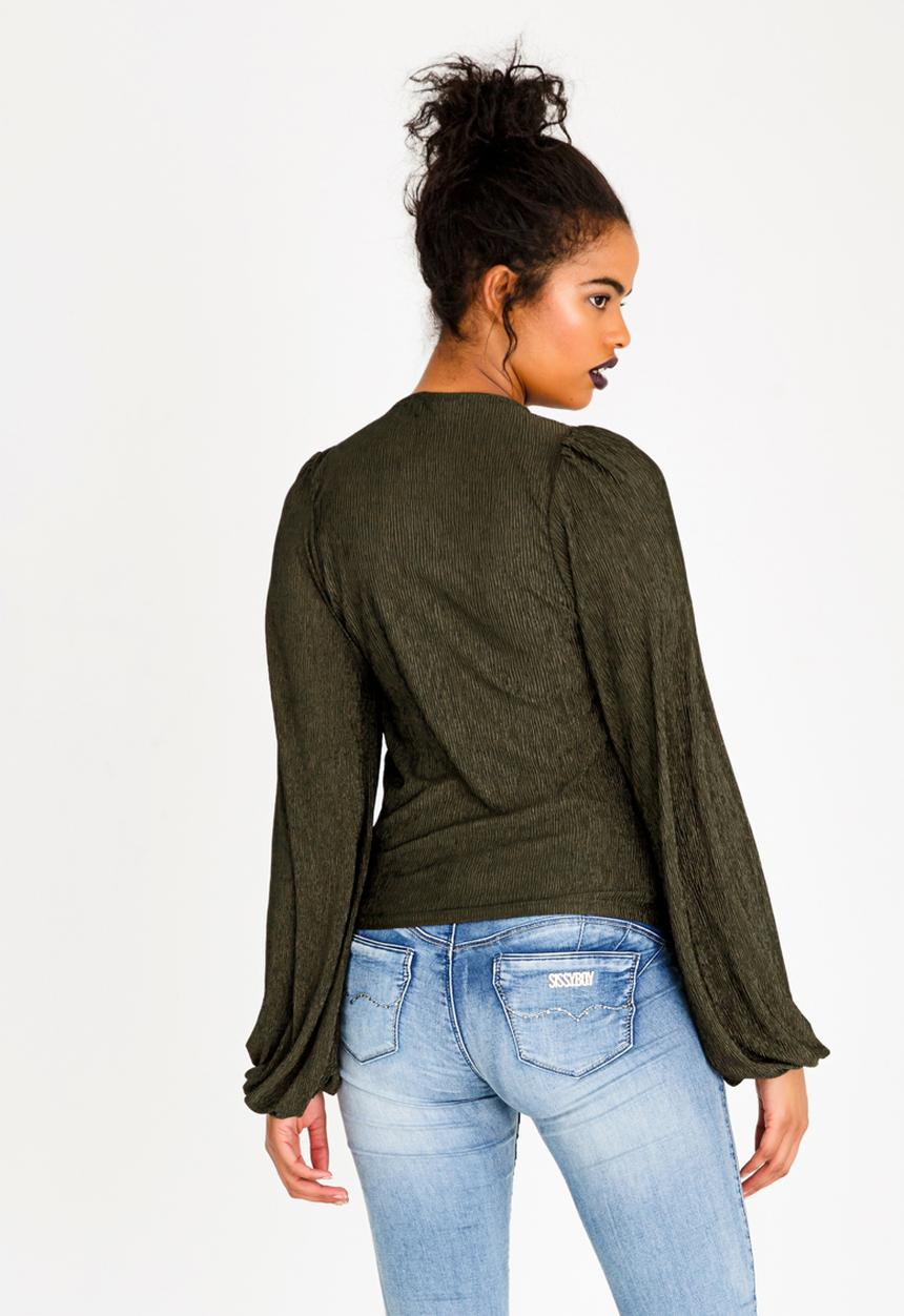 STYLE REPUBLIC - Volume Sleeve Blouse Dark Green