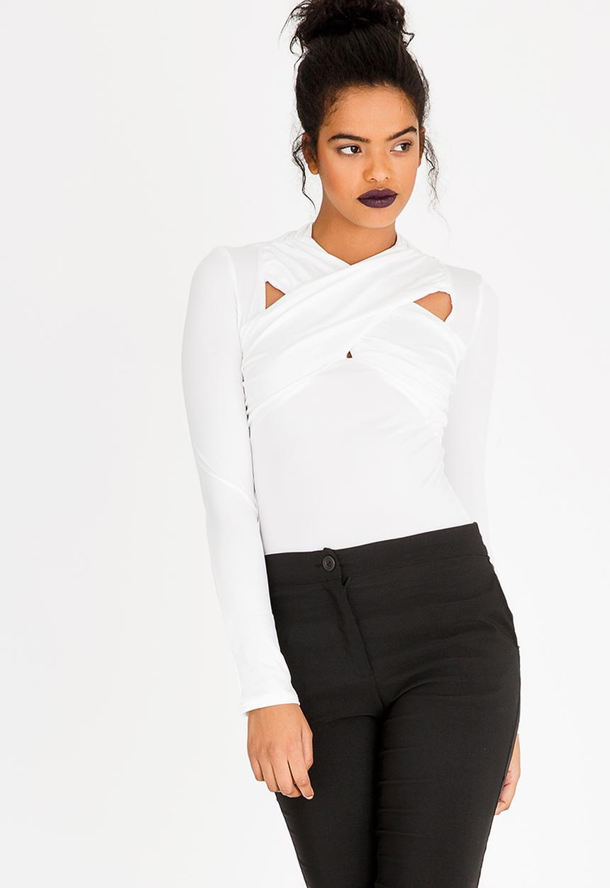 edit - Cut out detail drape top - white 