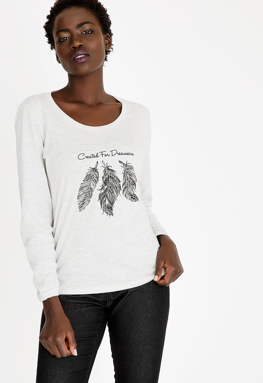 JEEP - Embroidered Detail Tee Cream