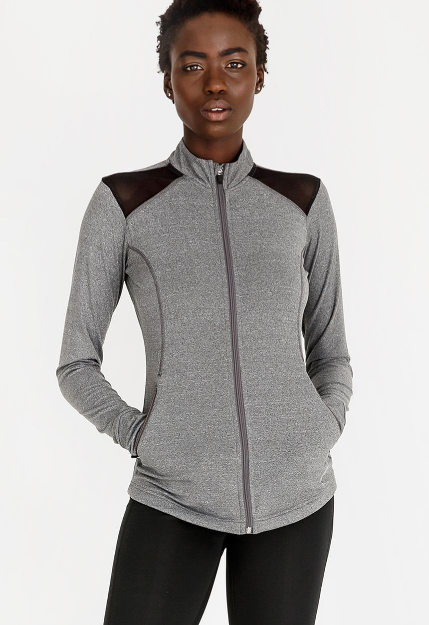 Lithe - Zip Thru Jacket with Mesh Inset Grey