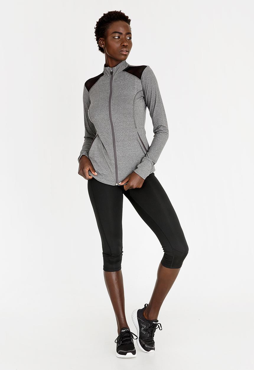 Lithe - Zip Thru Jacket with Mesh Inset Grey