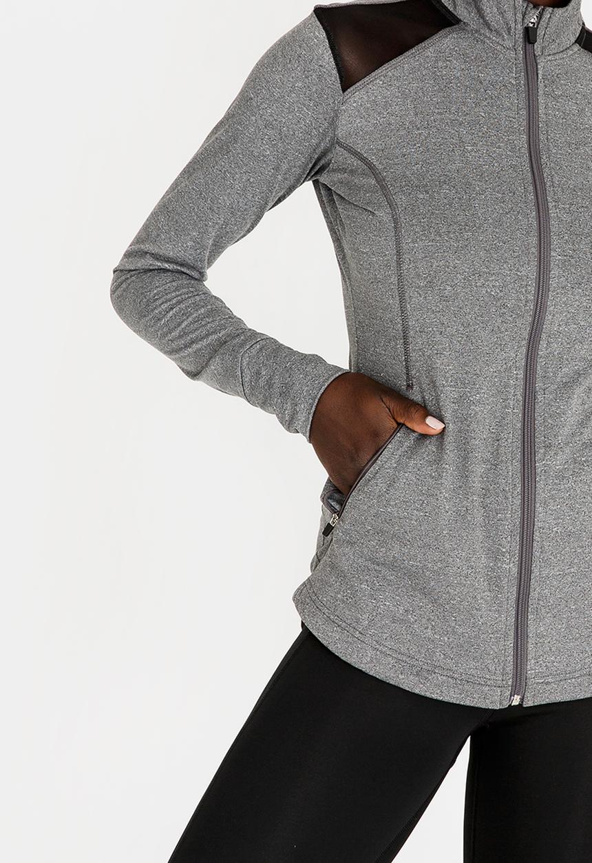 Lithe - Zip Thru Jacket with Mesh Inset Grey