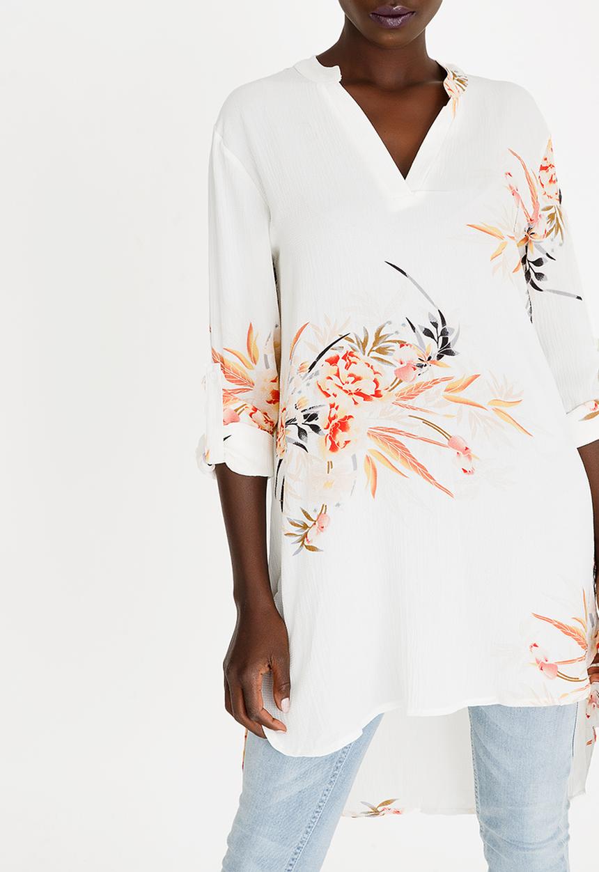 Revenge - Floral Dip Hem Tunic White