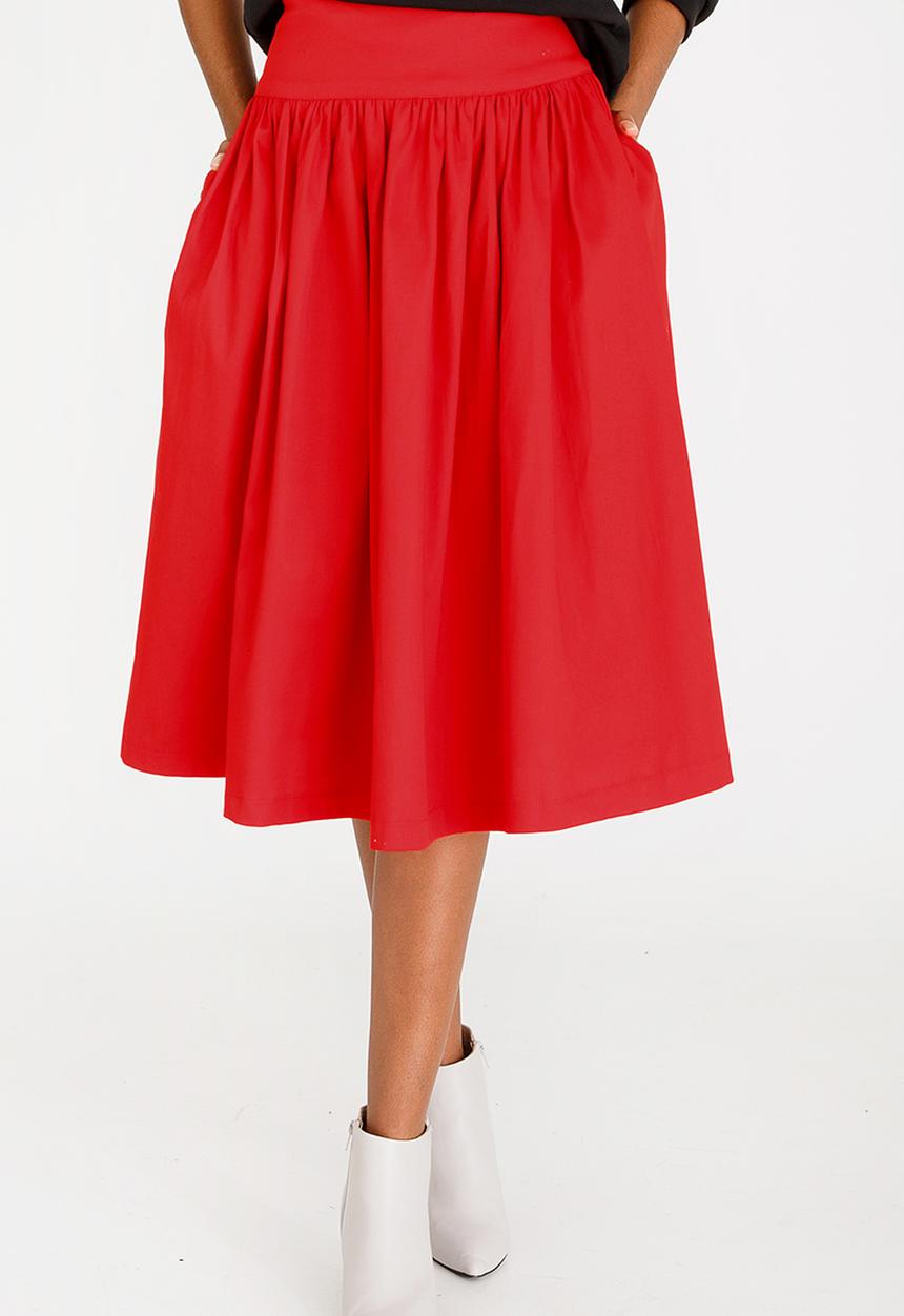 STYLE REPUBLIC - Volume Midi Skirt Red