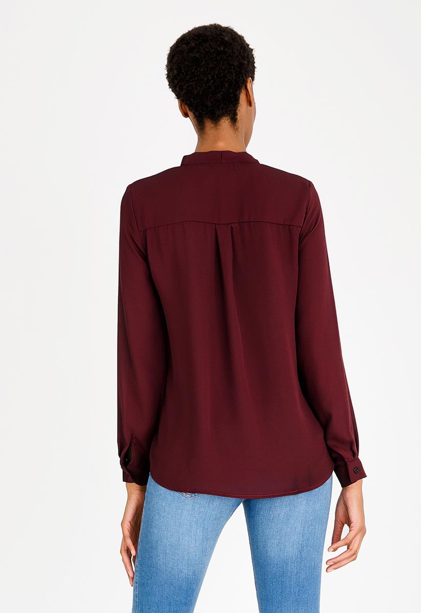 edit - Combo Long Sleeve Blouse Burgundy