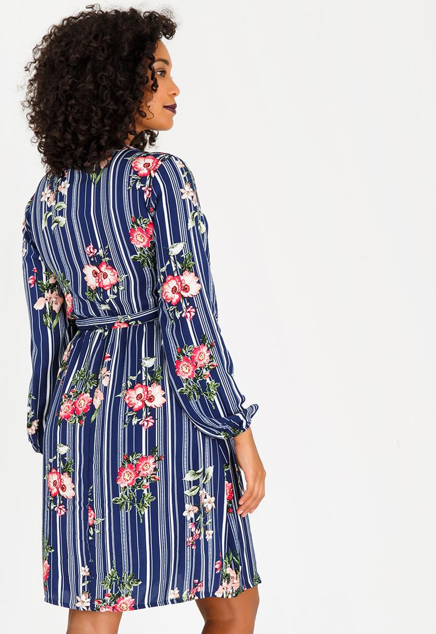 edit Maternity - Front Tie Detail Feeding Dress Multi-colour