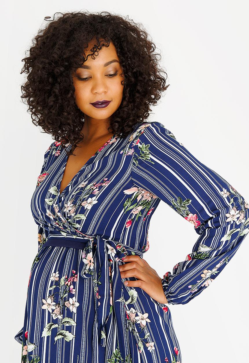 edit Maternity - Front Tie Detail Feeding Dress Multi-colour