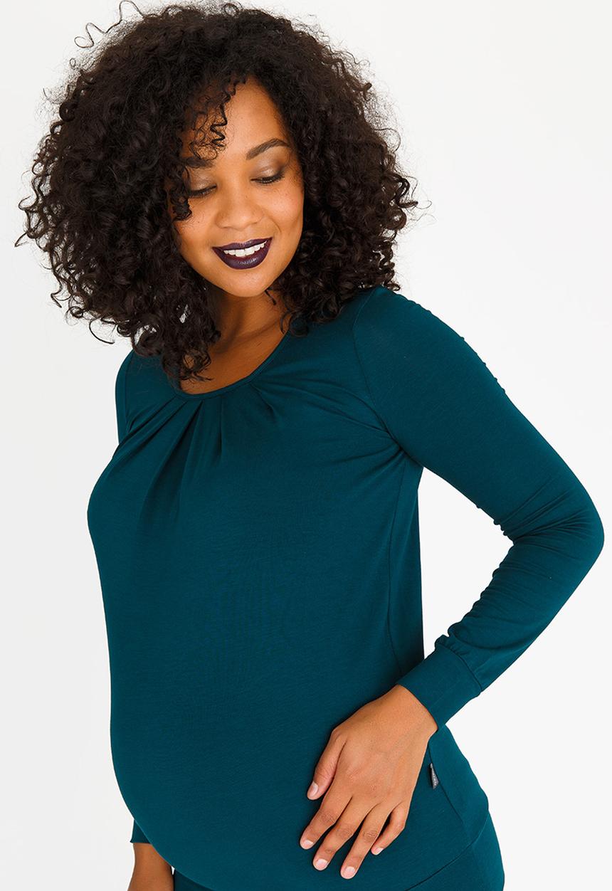 Cherry Melon - Pleat Detail Top Dark Green
