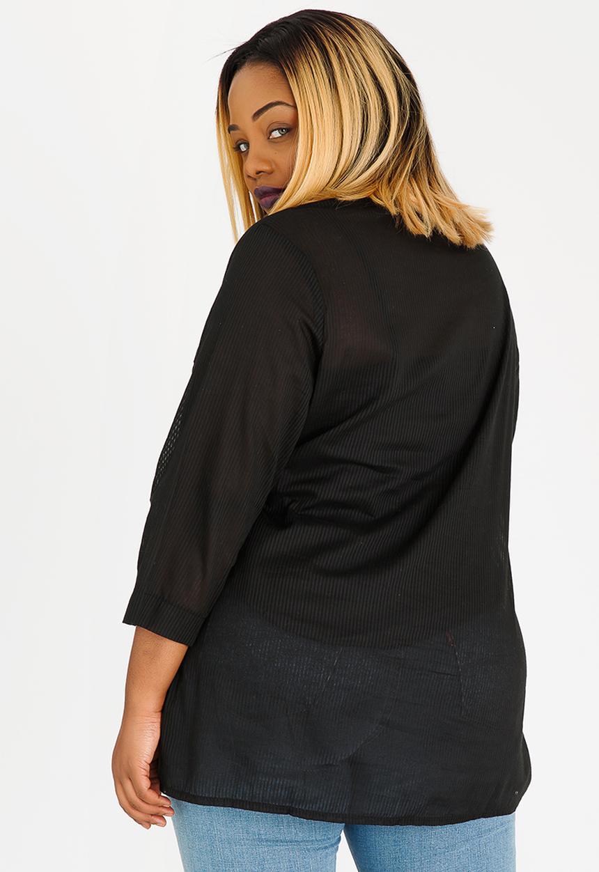 edit Plus - Shadow Stripe Blouse Black