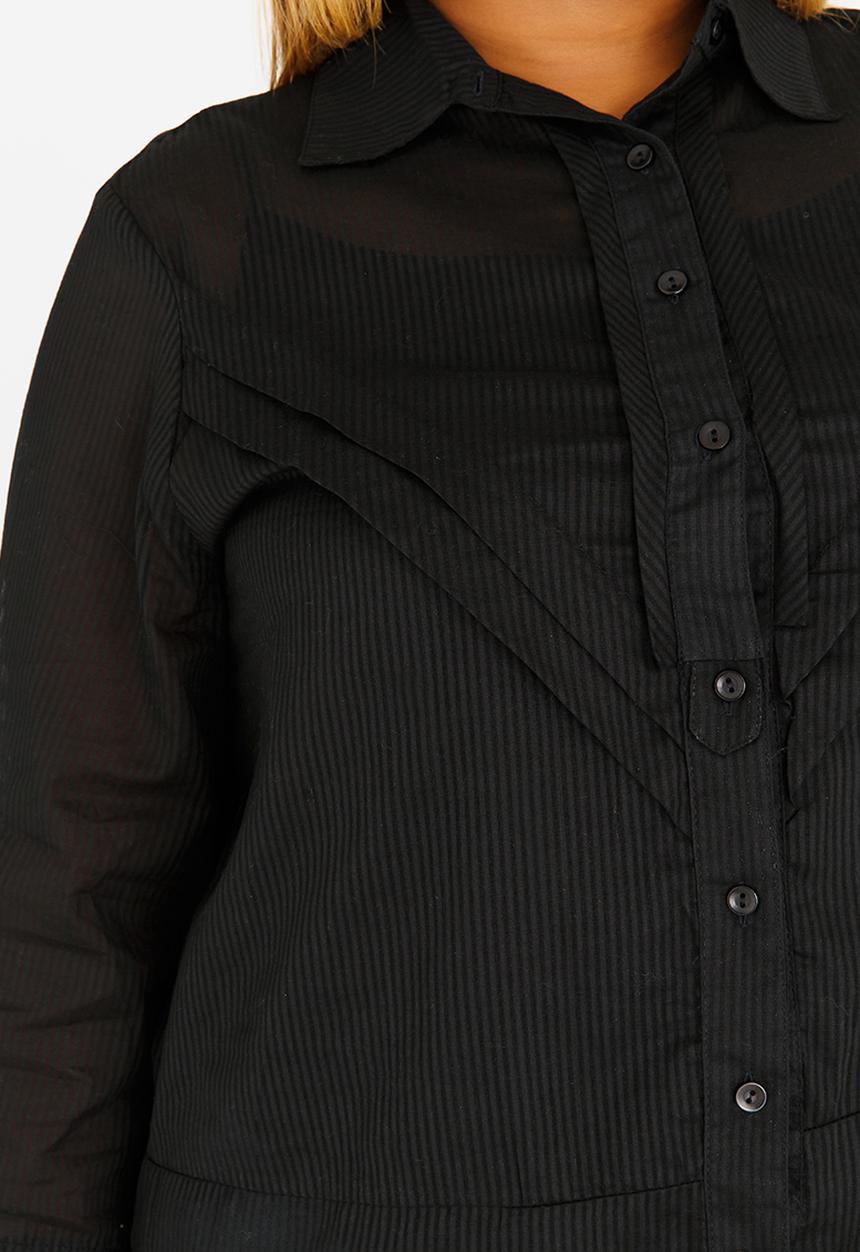edit Plus - Shadow Stripe Blouse Black