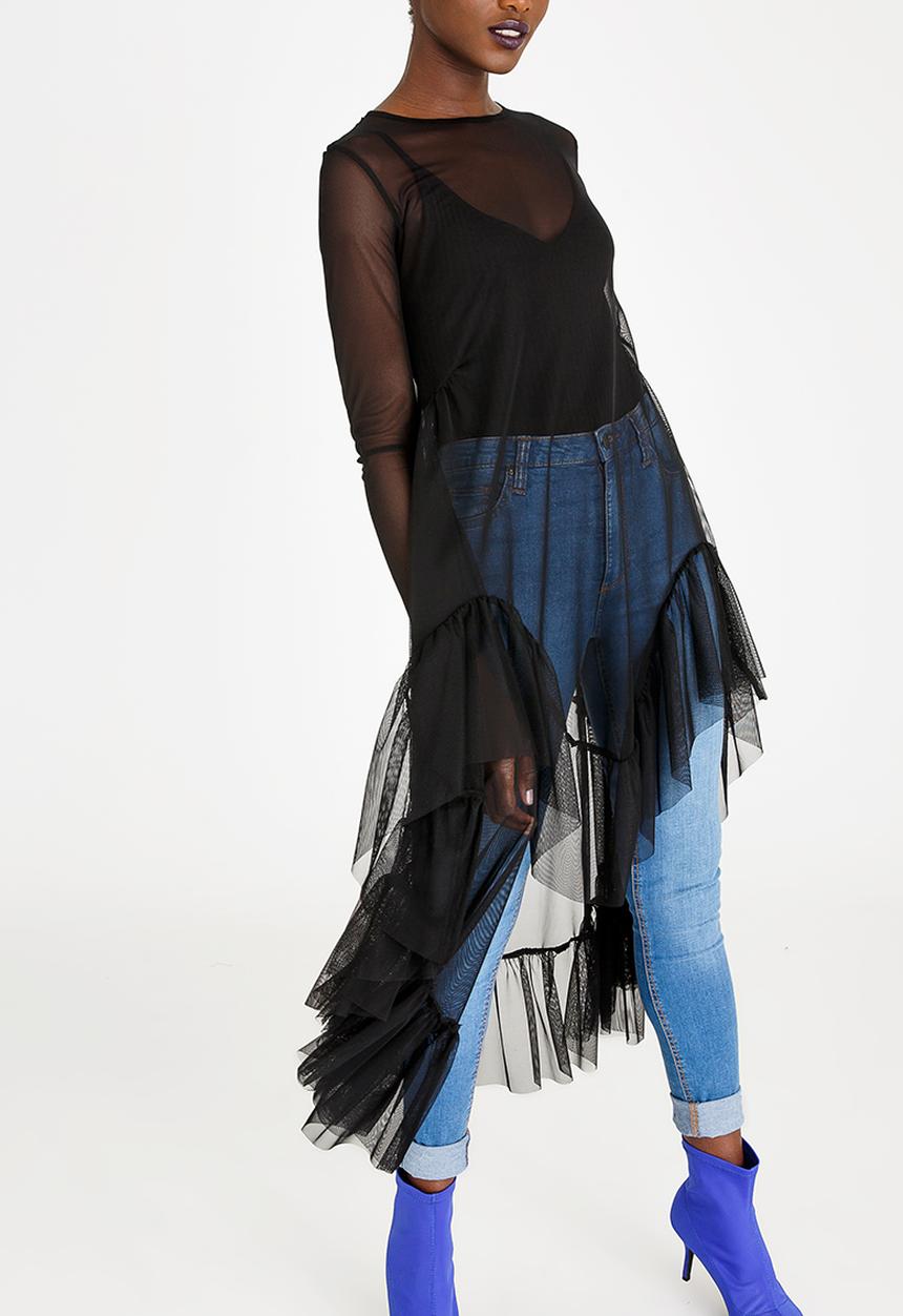STYLE REPUBLIC - Swing Mesh Top Black