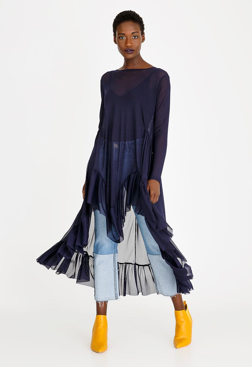 STYLE REPUBLIC - Swing Mesh Top Navy