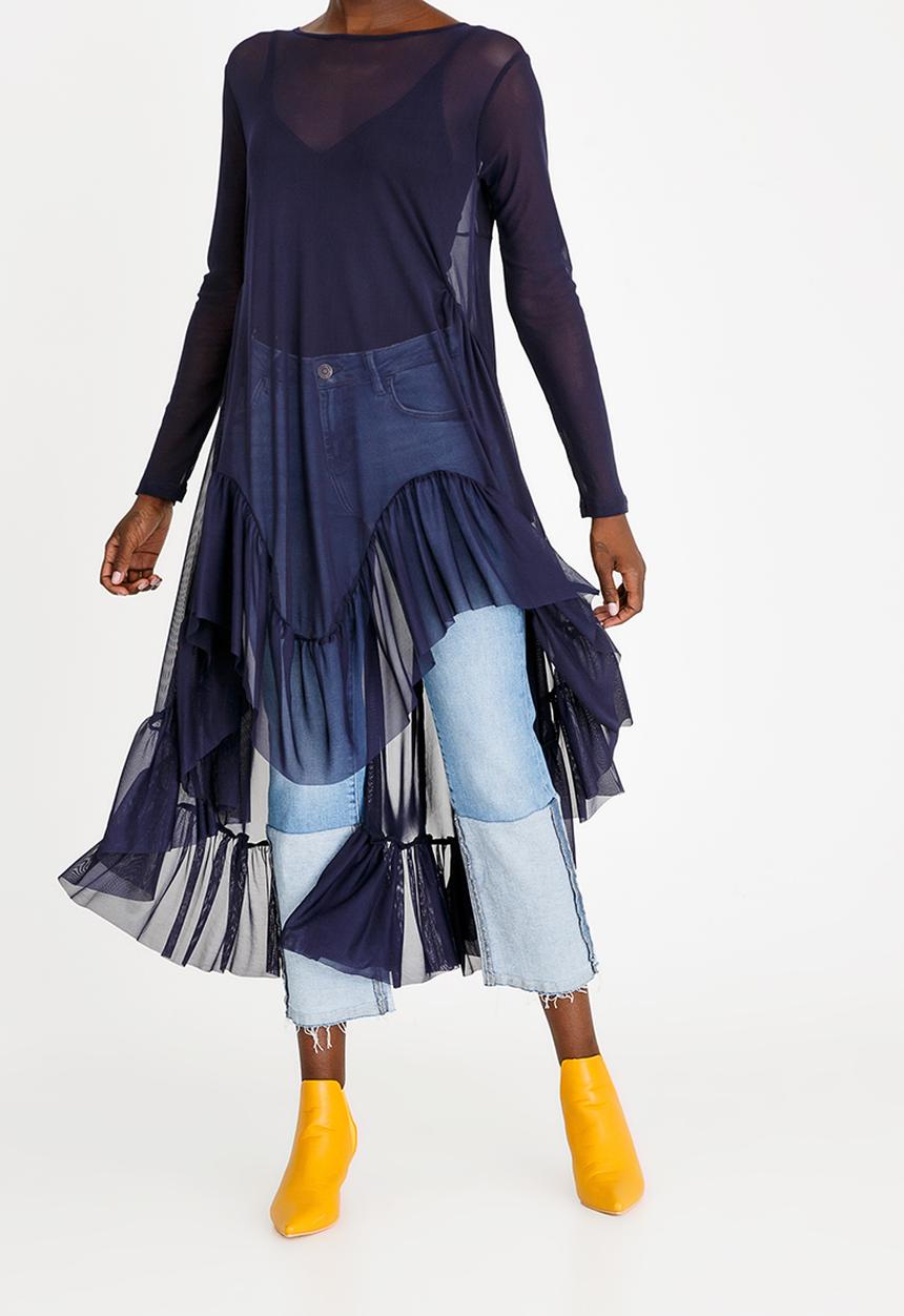 STYLE REPUBLIC - Swing Mesh Top Navy