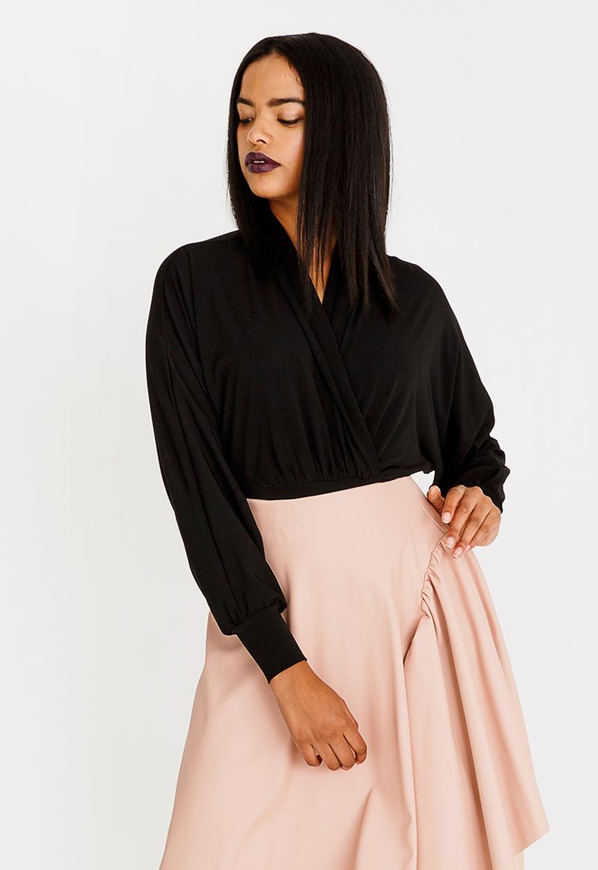 STYLE REPUBLIC - Wrap Front Bodysuit Black