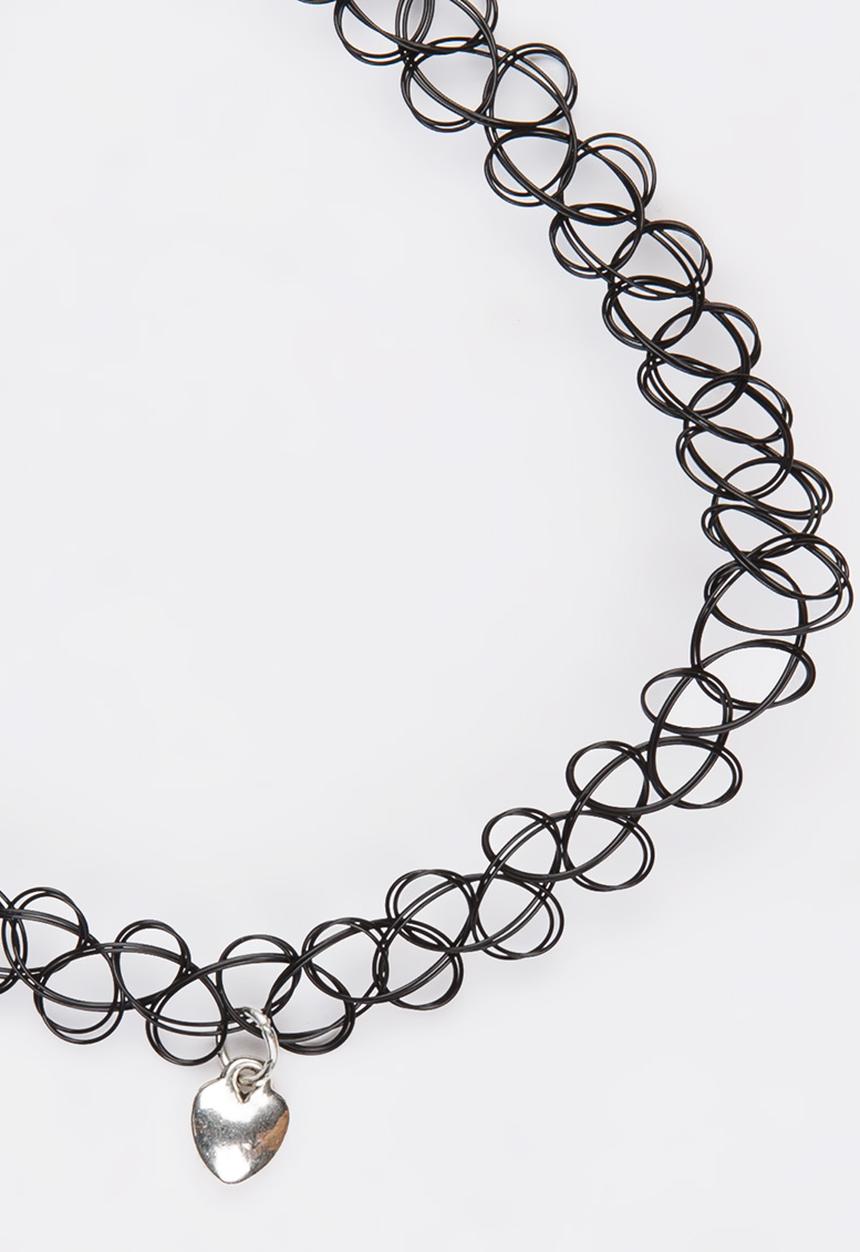 Jewels and Lace - Heart Choker Black