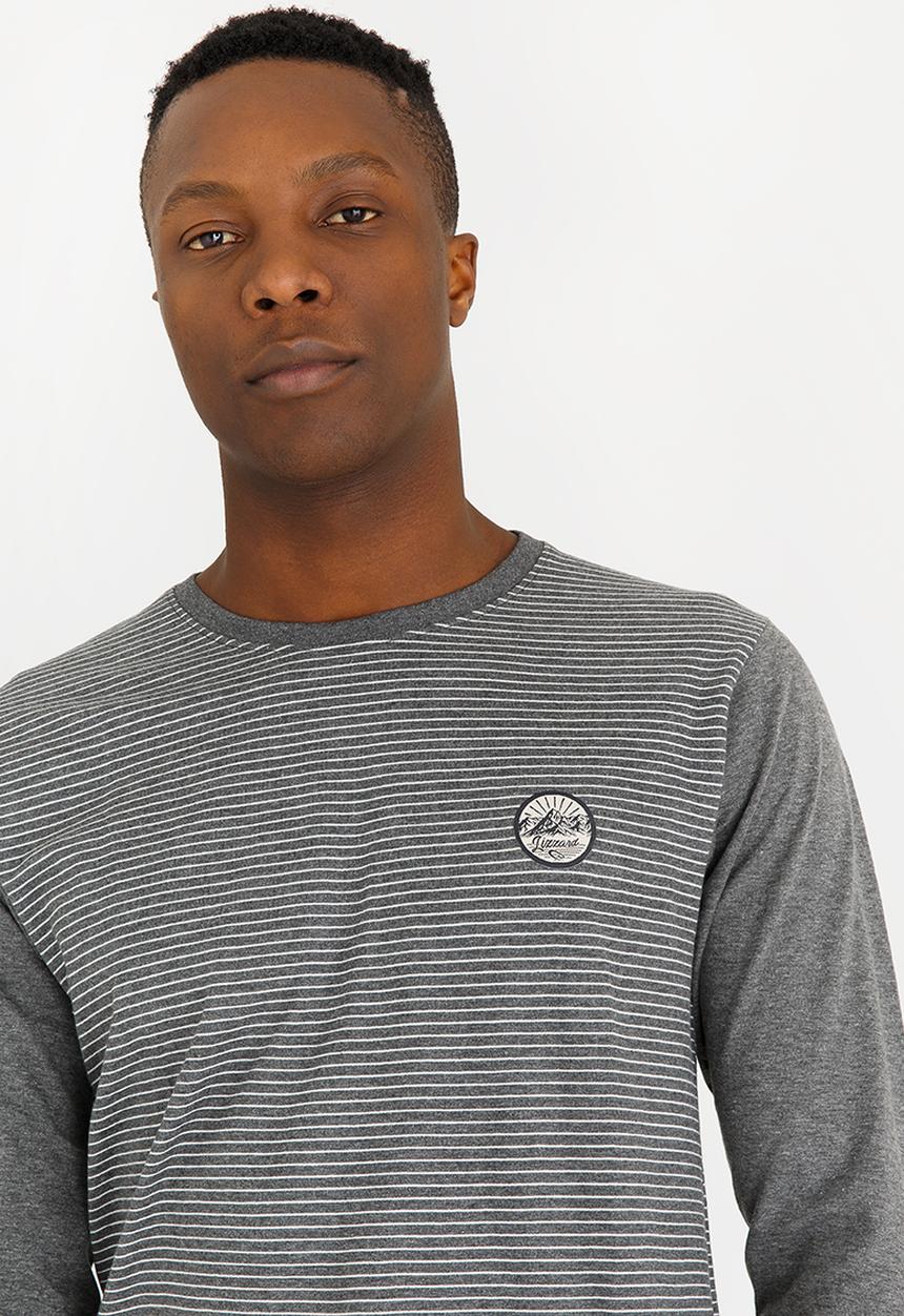 Lizzard - Mads Striped Cotton Tee Grey