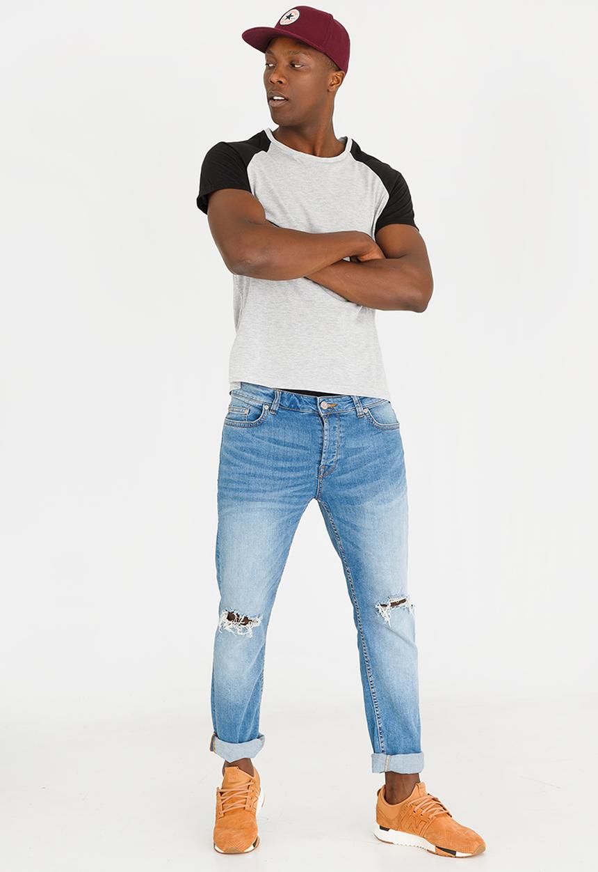 STYLE REPUBLIC - Raglan SS Cont Tee Grey Melange