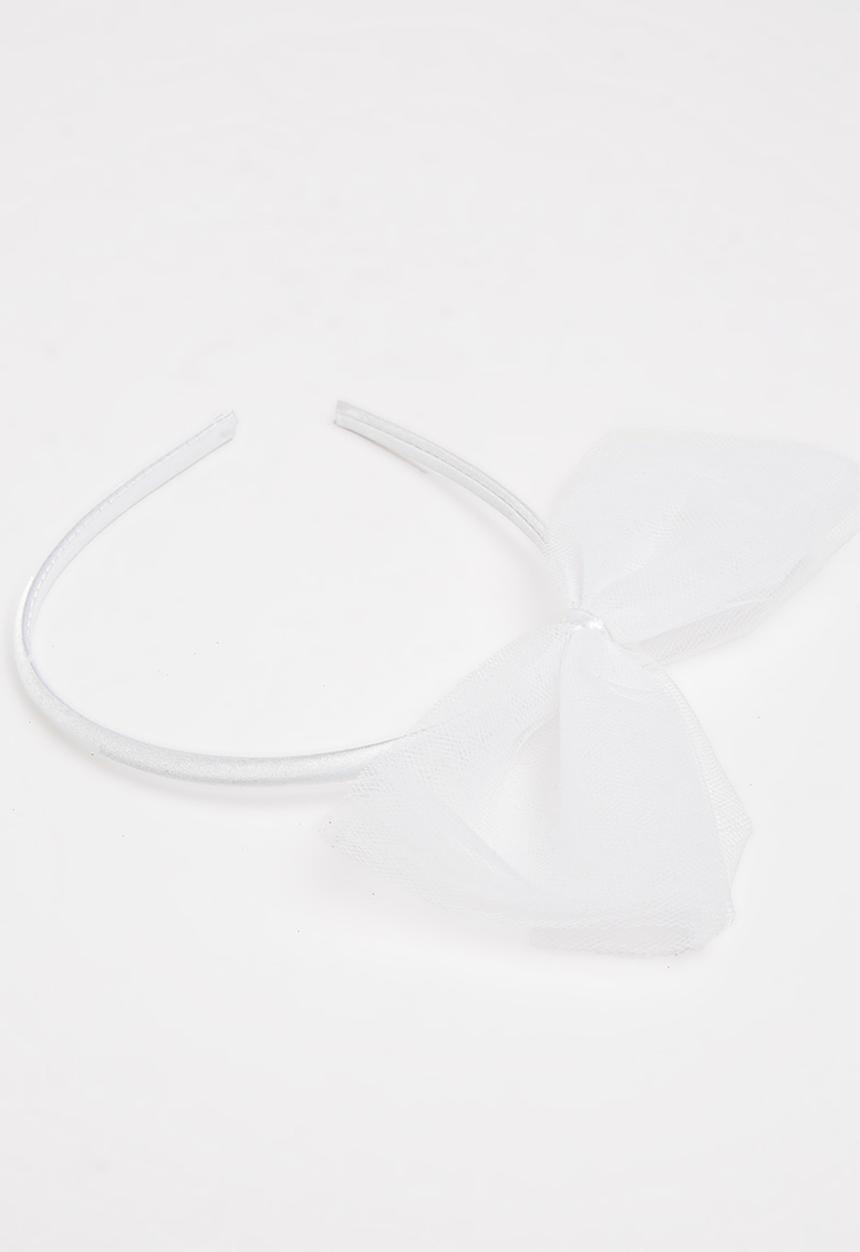 Jewels and Lace - Tulle Bow Aliceband White