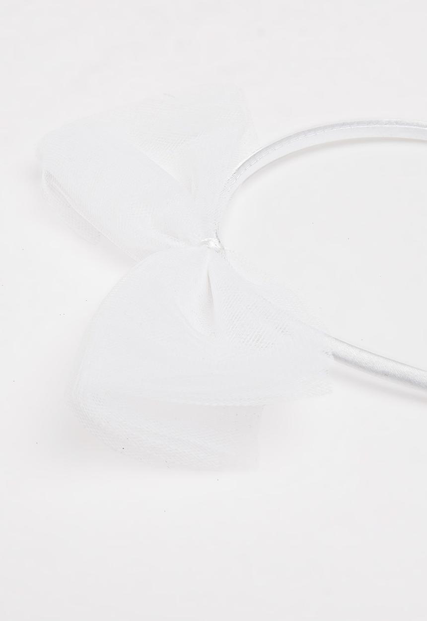 Jewels and Lace - Tulle Bow Aliceband White