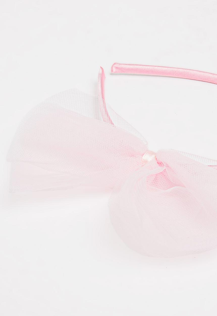 Jewels and Lace - Tulle Bow Aliceband Mid Pink