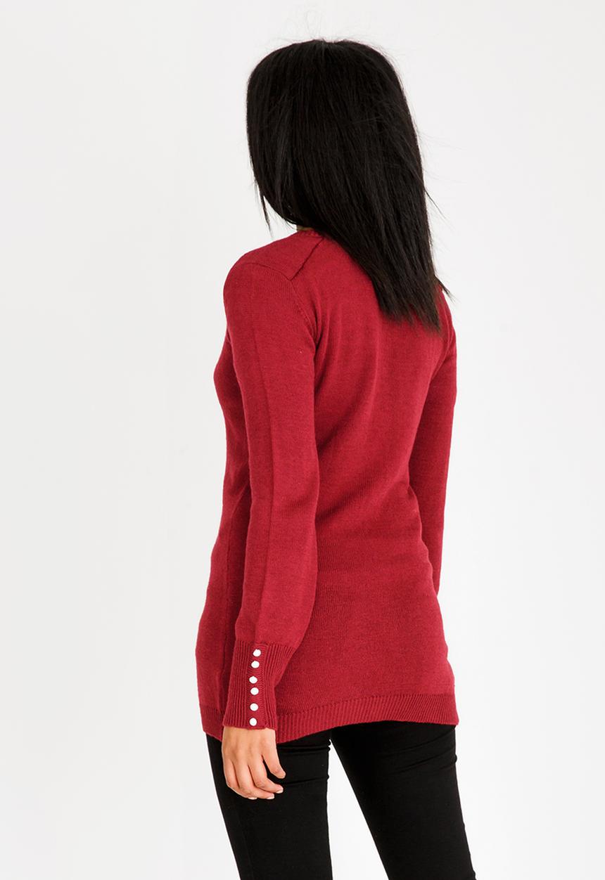 edit - Pearl Trim Cardi Burgundy