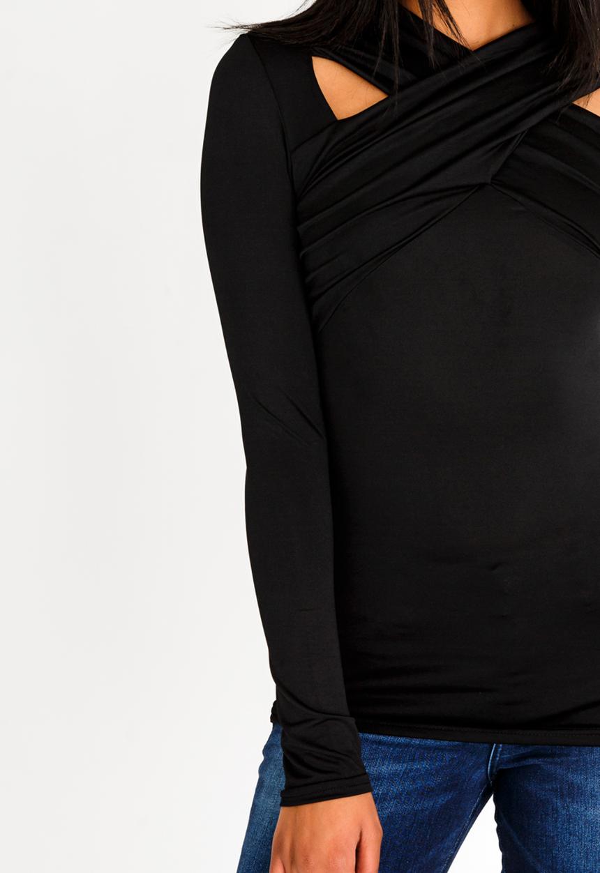 edit - Cut out detail drape top - black 