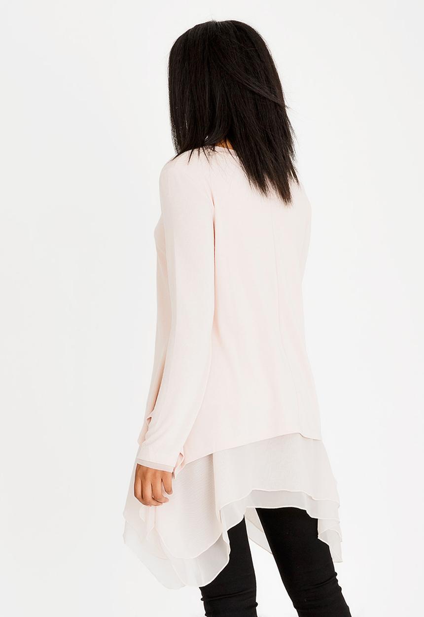 G Couture - Chiffon Hemmed Top Pale Pink
