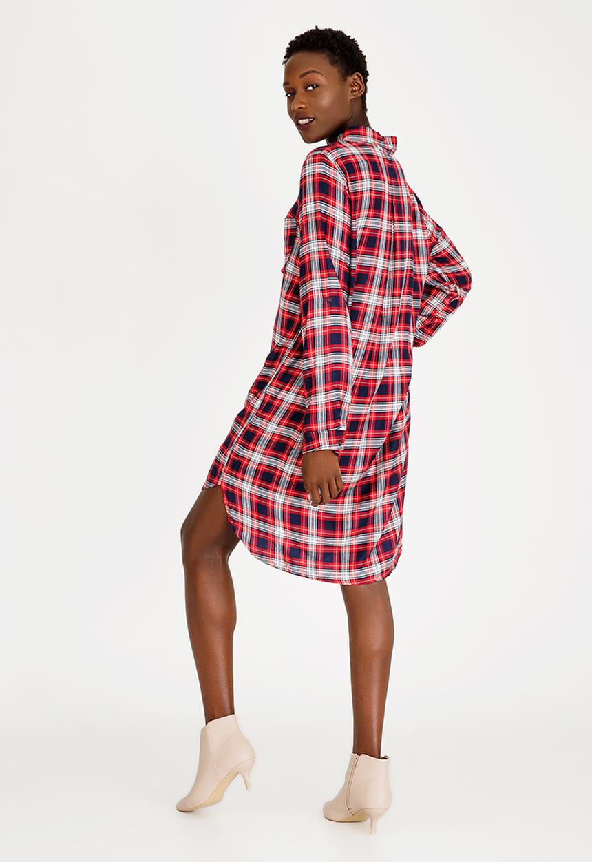 c(inch) - Hi Lo Shirt Dress Red