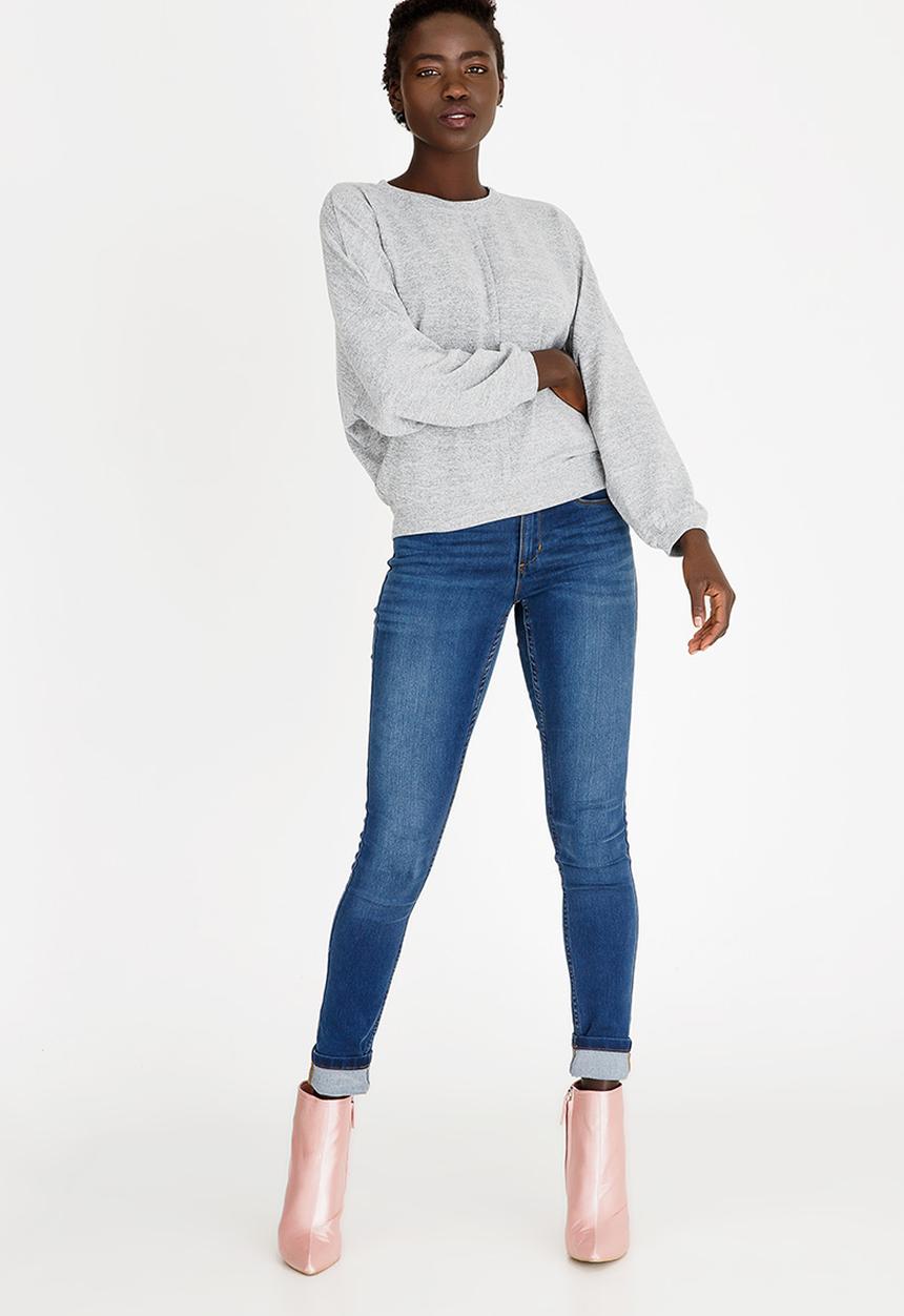Revenge - Batwing Sleeve Top Pale Grey