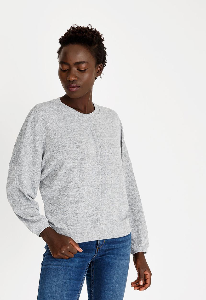 Revenge - Batwing Sleeve Top Pale Grey