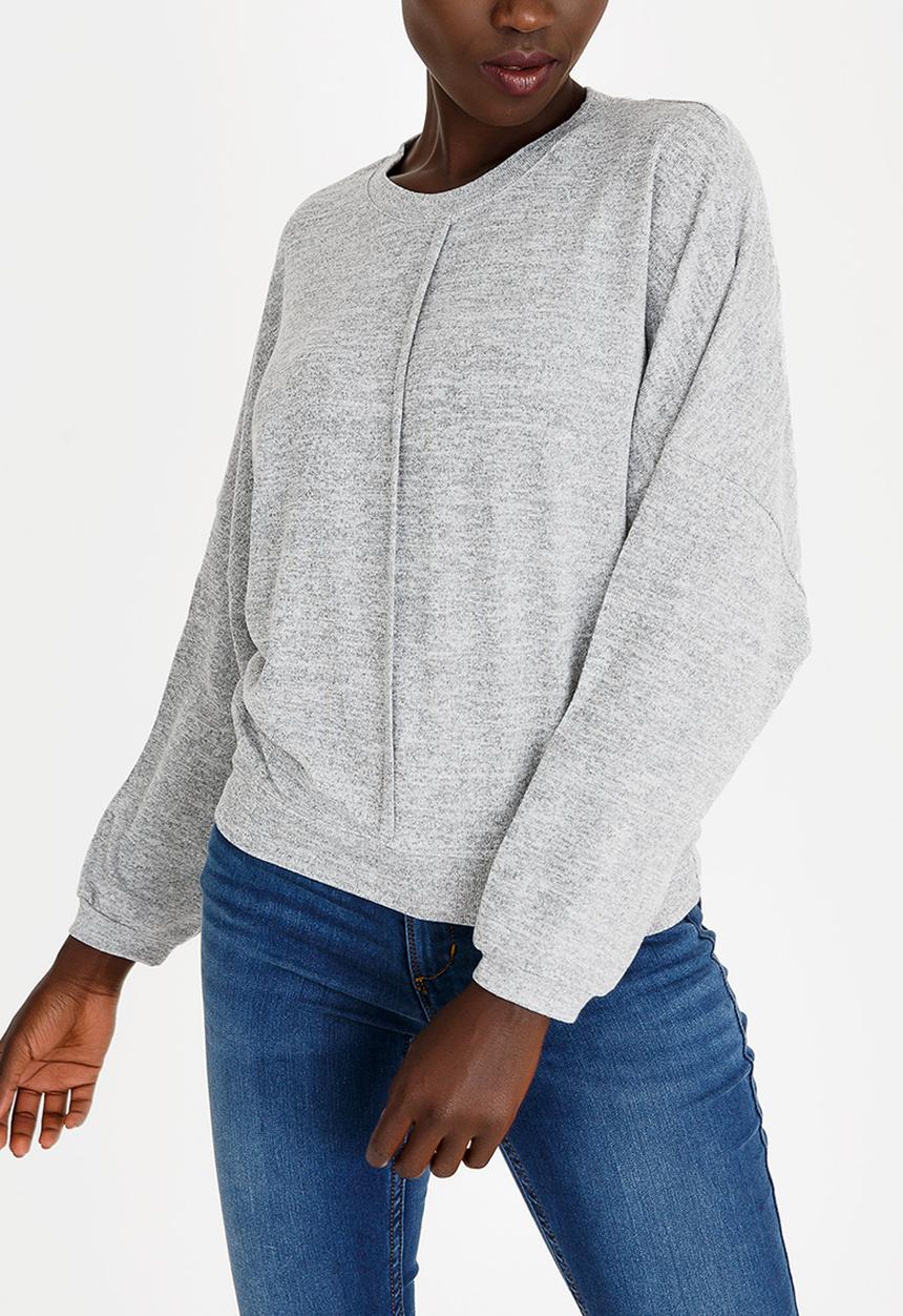 Revenge - Batwing Sleeve Top Pale Grey