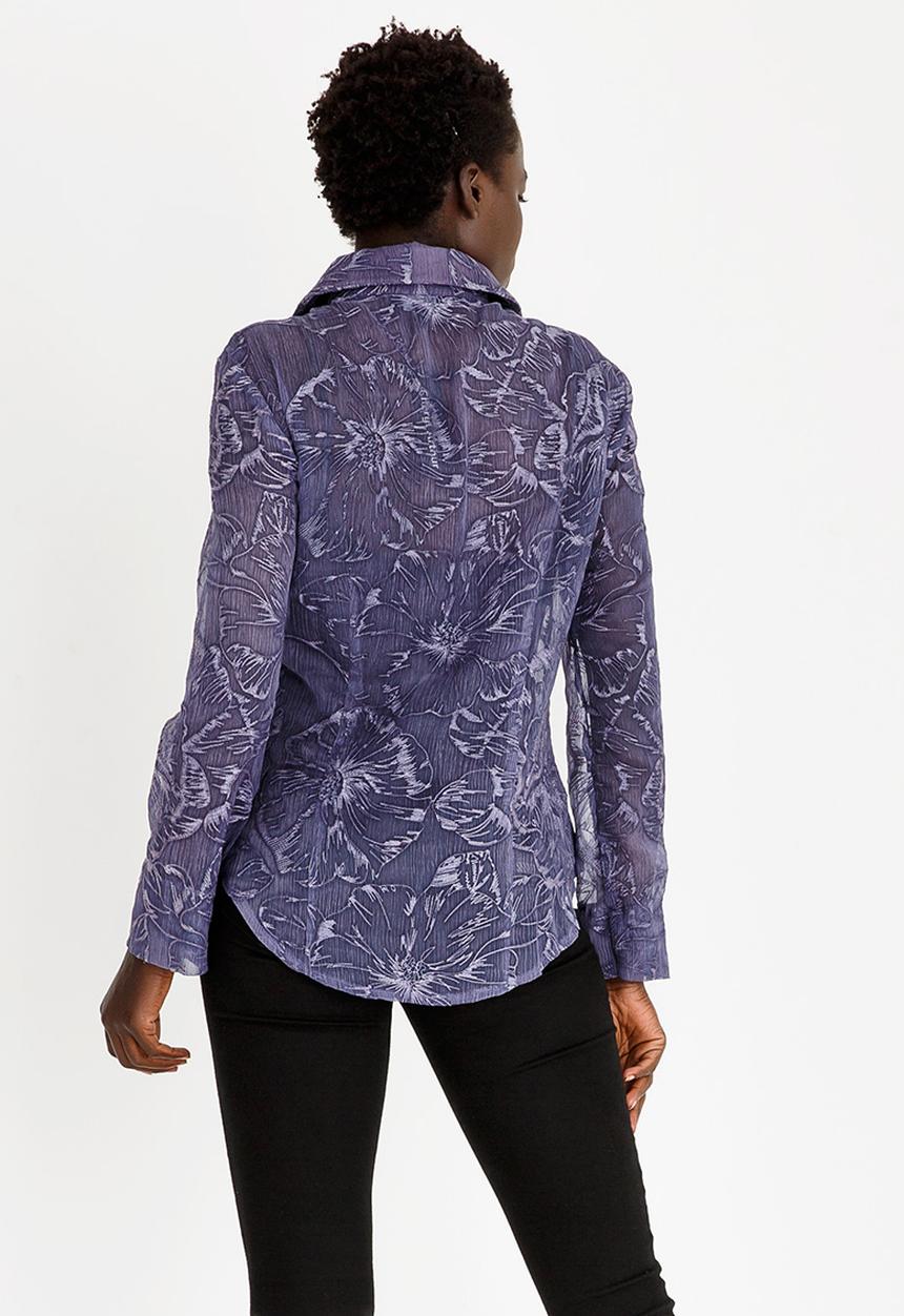 Cheryl Arthur - Embroidered Detail Shirt Blue