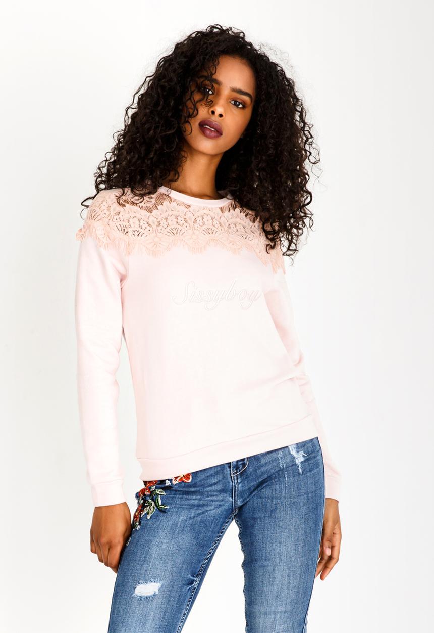 SISSY BOY - Sweatshirt with Lace Detail Mid Pink