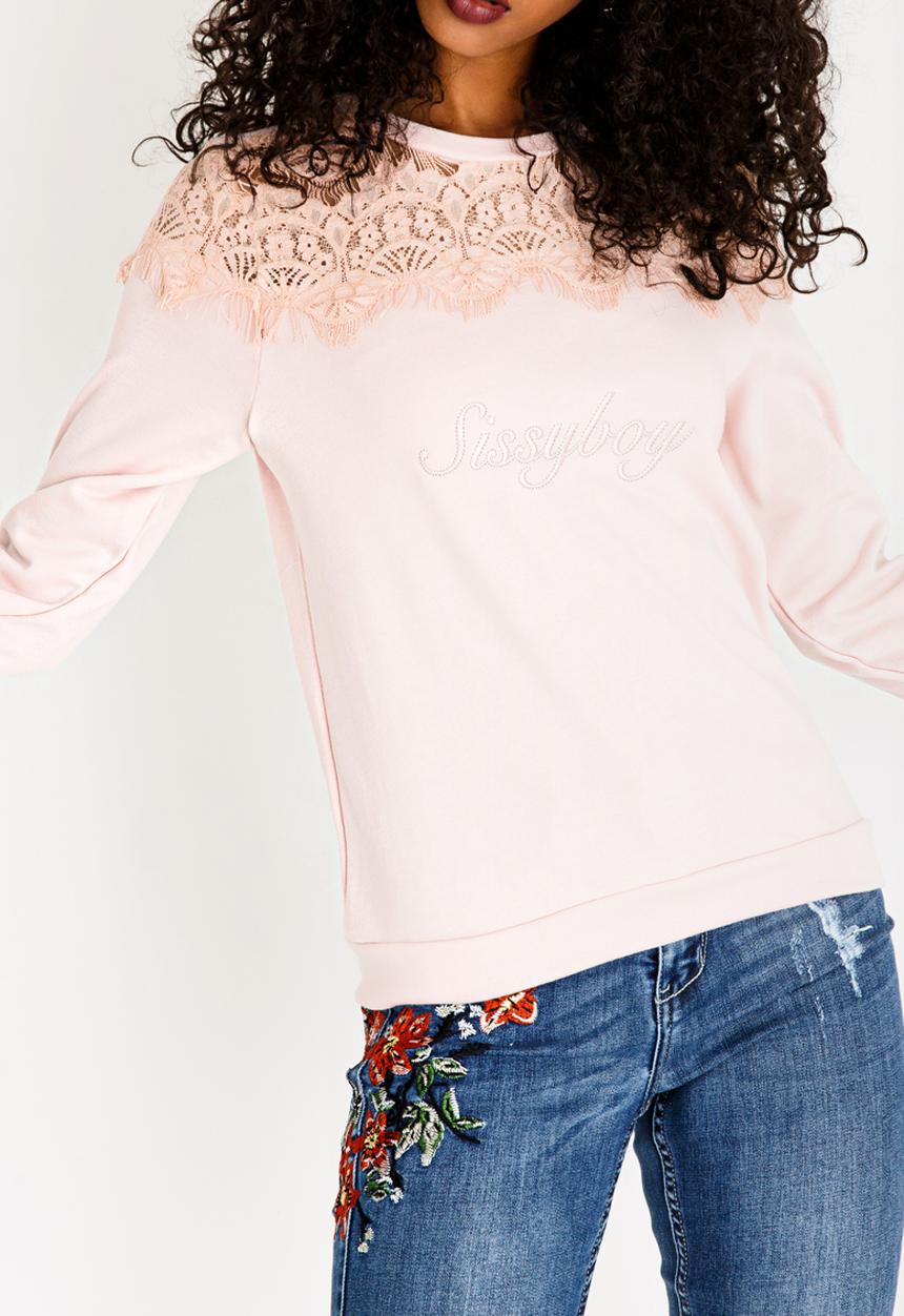 SISSY BOY - Sweatshirt with Lace Detail Mid Pink