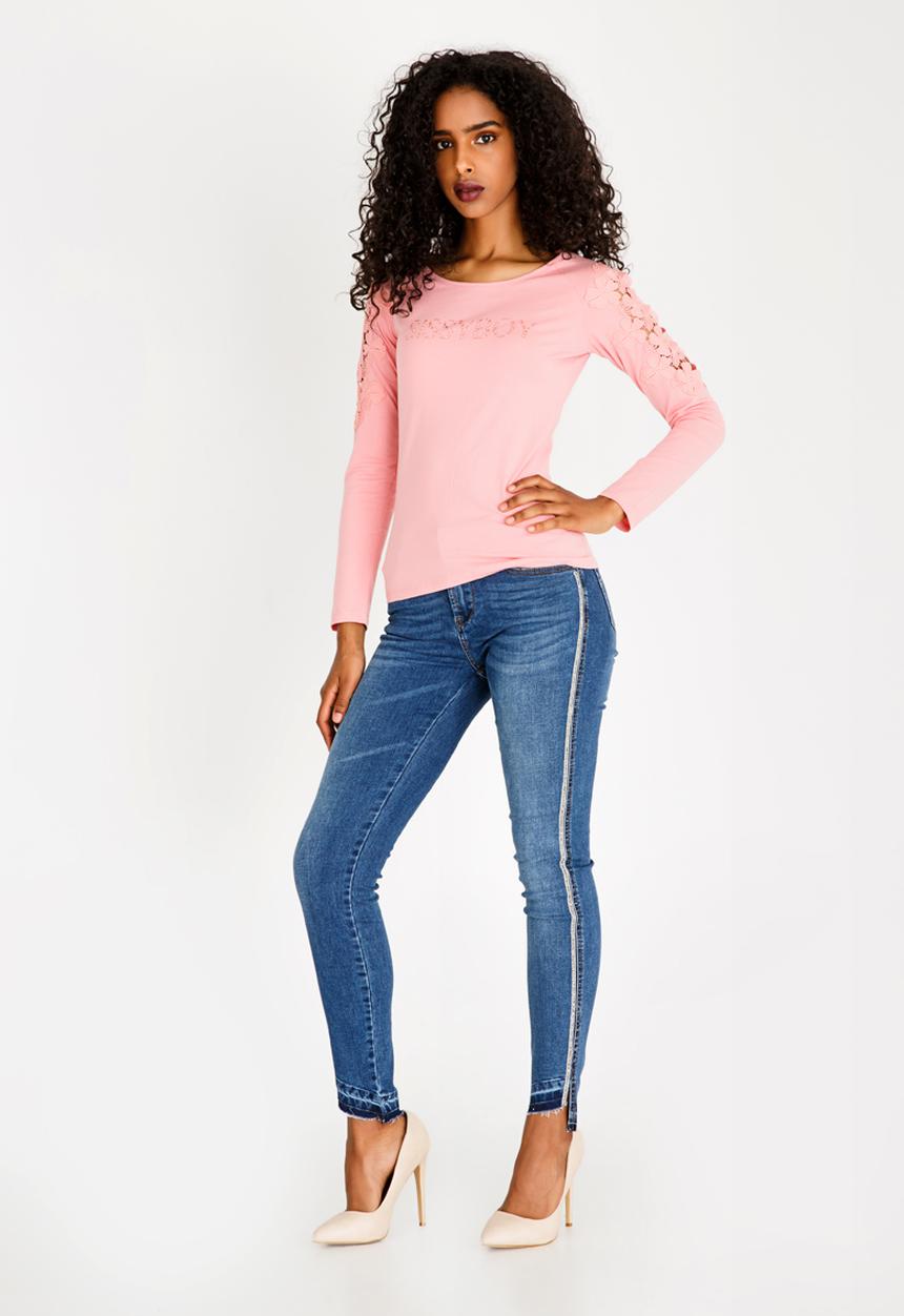 SISSY BOY - Crochet Sleeve Top Mid Pink