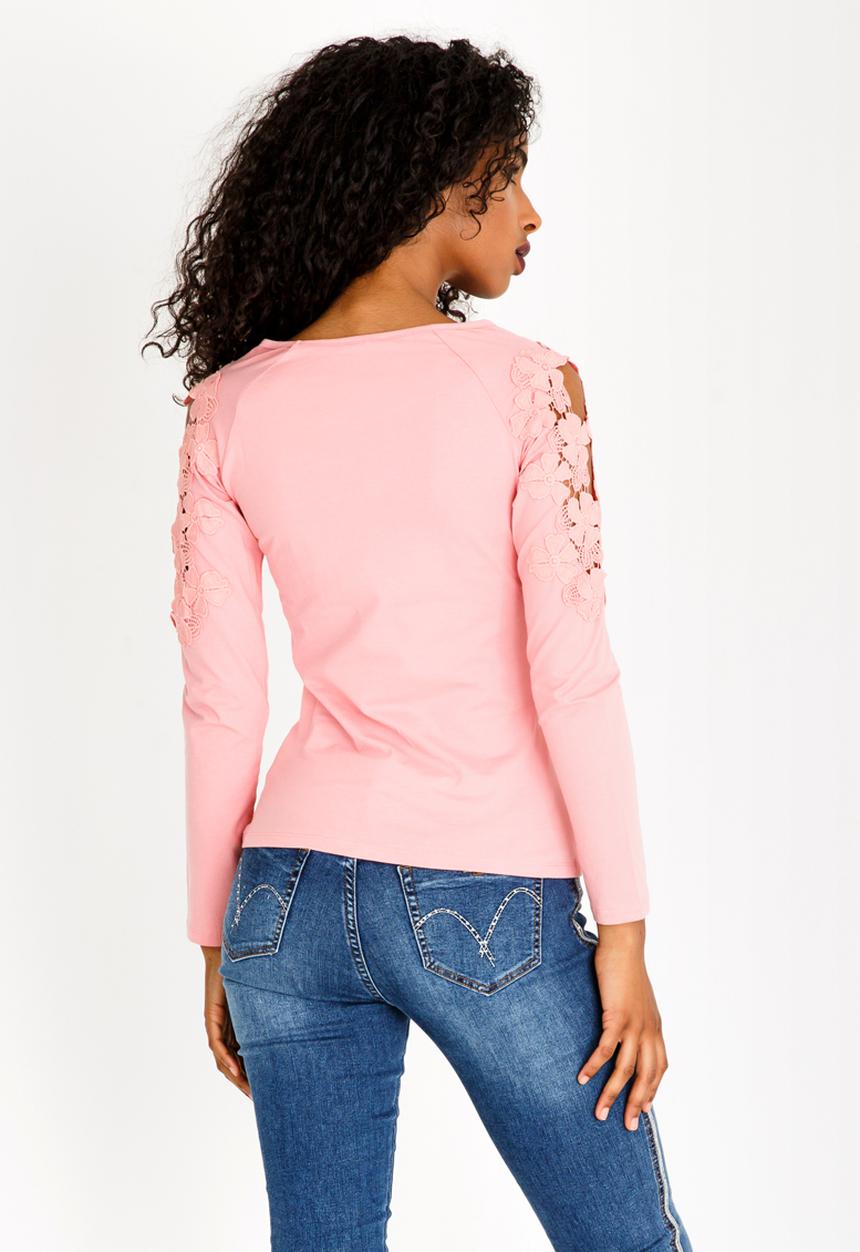 SISSY BOY - Crochet Sleeve Top Mid Pink