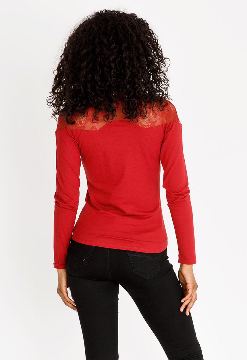 SISSY BOY - Mila Lace Detail Top Dark Red